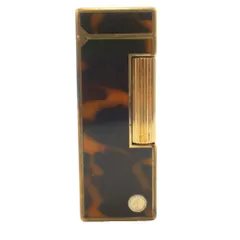 ダンヒル dunhill ローラー式 ガスライター 火花確認済 喫煙具 喫煙グッズ マーブル 茶 ブラウン ゴールドカラー /MW ■GY18のサムネイル