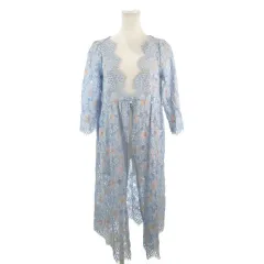 トッコ TOCCO closet カーディガン 総レース M 青 ブルー 花柄 Vネック 七分袖 /MN25 ■ECE003のサムネイル