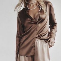 intimissimi インティミッシミ シルクシャツ M キャラメル 絹 - メルカリ