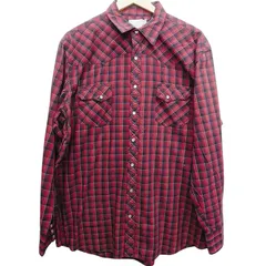 Wrangler ラングラー WRANCHER ウエスタンシャツ 長袖 チェックシャツ XL相当 赤 黒 スナップボタン ヴィンテージ 古着 メンズ レディース ビッグサイズ オーバーサイズ アメカジ カウボーイ USA風 春秋 冬のサムネイル