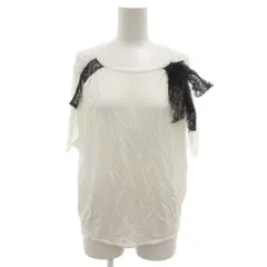 ユーバイウンガロ U by ungaro Tシャツ  カットソー M 白 ホワイト リボン ラウンドネック 半袖 レース装飾 /KR ■GY61のサムネイル