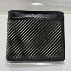 【中古】SaintLaurent スタッズ 2つ折り財布 サンローラン ブラック ※角スレ[19]のサムネイル