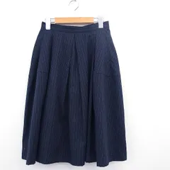 メイド イン ヘブン made in HEAVEN タックフレアスカート ミモレ丈 ストライプ 0 ネイビー 紺 /MT48のサムネイル