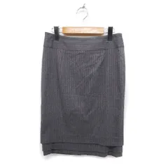 プレミアム バイ ビッキー PREMIUM BY VICKY ストライプ柄 タイトスカート スリット ひざ丈 2 グレー 灰 /FT25のサムネイル