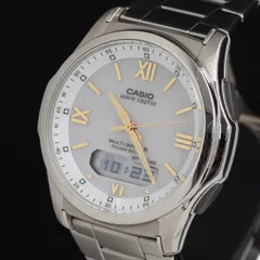 稼働 カシオ ウェーブセプター WVA-M630 タフソーラー 白文字盤 アナデジ メンズ腕時計 KRH 2000000 NSKのサムネイル