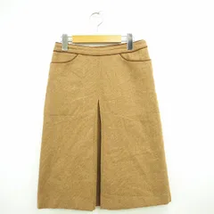 ヌール noue-rue スカート 台形 ロング ミモレ丈 総柄 シンプル ウール 2 ベージュ 薄茶 /MT36のサムネイル