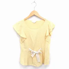 スーナウーナ Sunauna カットソー Tシャツ ボートネック リボン 半袖 38 黄 イエロー /TT18のサムネイル