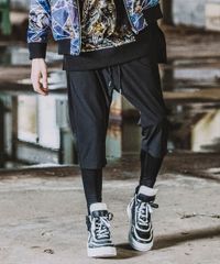 サルエル パンツ スウェット 黒 ブラック スキニー ストレッチ 検