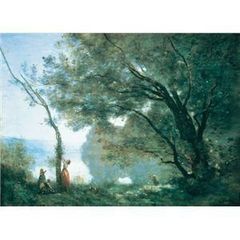 ds-世界の名画シリーズ、プリハード複製画 ジャン・バティスト・カミーユ・コロー作 「モルトフォンテーヌの追憶」（額縁付）