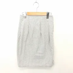 ケイビーエフ KBF アーバンリサーチ スカート タイト ひざ丈 チェック 薄手 麻 リネン 綿 コットン F グレー 灰 /TT27のサムネイル
