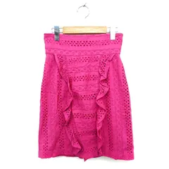デイシー deicy スカート タイト ひざ丈 レース フリル コットン 綿 透け感 バックジップ 1 マゼンタ /NT35のサムネイル