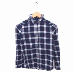 N.Natural Beauty Basic N.ナチュラルビューティーベーシック シャツ ブラウス チェック ステンカラー 綿 コットン 長袖 M ネイビー ホワイト 紺 白 /TT15のサムネイル