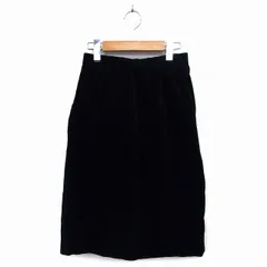 ピエールカルダン Pierre Cardin スカート フレア ひざ丈 ひざ下 ベロア バックジップ コットン 綿 無地 9 黒 ブラック /NT12のサムネイル