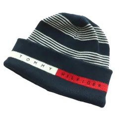 トミーヒルフィガー TOMMY HILFIGER ボーダーロゴニットキャップ 帽子 ビーニー マルチカラー 紺 ネイビー 白 ホワイト /SS ■OSのサムネイル