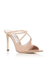 지미츄 레이디스 슈즈 샌들 힐 Jimmy Choo Womens Anise 95 Strappy High Heel Slide Sandals Ballet Pink Pa