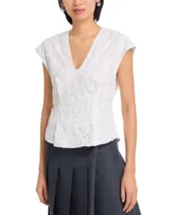 スリーワンフィリップリム レディース トップス シャツ 刺繍 キャップ 31 Phillip Lim 3D Flower Embroidered Cap Sleeve Top White ホワイトのサムネイル