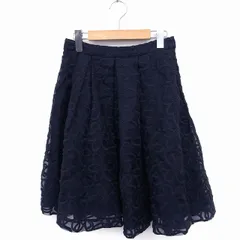 ドレスレイブ DRESSLAVE タック フレア スカート オーガンジー 刺繍 花柄 38 ネイビー 紺 /FT38のサムネイル