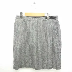 エルエルビーン L.L.BEAN スカート タイト ひざ丈 ヘリンボーン柄 厚手 バックジップ 10 グレー ブラック 黒 /TT12のサムネイル