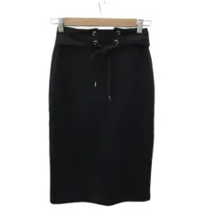 マウジー MOUSSY タイトスカート ミモレ丈 1 黒 ブラック レースアップデザイン /SM35 ■GY70のサムネイル