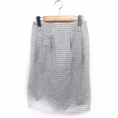 ケイビーエフ KBF アーバンリサーチ スカート チェック タイト ひざ丈 リネン 麻 F ライトグレー 灰 /FT18のサムネイル
