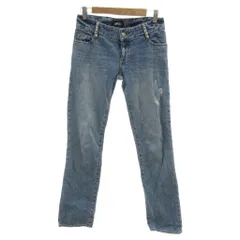 ジルスチュアート JILL STUART デニムパンツ ジーンズ 23 青 ブルー ウォッシュ加工 ダメージ加工 スタッズ /NL ■ECC005のサムネイル