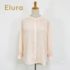 Elura エルーラ バンドカラー ギャザー ブラウス ライトピンク Mサイズ ポリエステル 長袖 七分袖 シャツ アダストリア #K059-20のサムネイル
