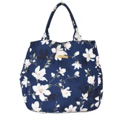 ウェッジウッド WEDGWOOD トートバッグ ハンドバッグ 花柄 総柄 マグネットホック スナップボタン ロゴ金具 紺 ネイビー ピンク 白 ホワイト ■ECC004のサムネイル