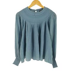 ザラ ZARA レーヨンポリ 長袖 スモッキングブラウス レディース  L