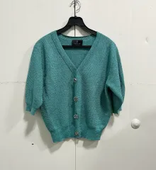 22年 LANVIN COLLECTION ランバンコレクション グリーン Vネック 半袖 ニット カーディガン 90サイズのサムネイル