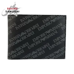 Emporio Armani エンポリオ アルマーニ ブラック 黒 レザー 折り財布 コンパクトウォレット メンズ 601957【中古】のサムネイル