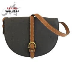 美品 AIGNER アイグナー ブラック ブラウン ゴールド金具 PVC ショルダーバッグ ポシェット レディース 603497【中古】のサムネイル