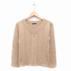 シーディーエスベーシック C.D.S BASIC ニット セーター 長袖 Vネック ケーブルニット ブラウン 茶 /KT25のサムネイル