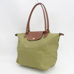 LONGCHAMP / ロンシャン ◆トートバッグ/折りたたみ/カーキ×ブラウン 0696501 【バッグ/バック/BAG/鞄/カバン】 レディースファッション【中古】 のサムネイル