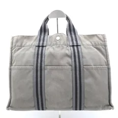 HERMES（エルメス）フールトゥ MM ヴィンテージ トートバッグ グレー キャンバス ブラックライン シルバー金具 メンズ レディース ユニセックス【中古】のサムネイル