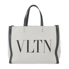 Valentino Garavani ヴァレンティノ ガラヴァーニ VLTN ロックスタッズ トートバッグ TW2B0D21FWB キャンバス レザー  ナチュラル ブラック ゴールド金具  ショッピングバッグ のサムネイル