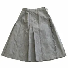 Brooks Brothers ブルックスブラザーズ スカート グレン チェック ラップ ミモレ丈 フリンジ 巻き タック ボトムス 日本製 グレー 9号【M】 レディース 【中古】のサムネイル