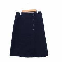 ストラ Stola. スカート ラップスカート 台形 膝下 フロントボタン 36 ネイビー 紺 /KT1のサムネイル