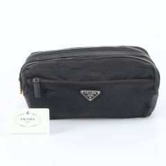 Prada Tessuto Nylon Second Bag Clutch MV30 Leather Pouch with Guarantee, Black, Men's/Women's, WUM EI17-3 [Used]