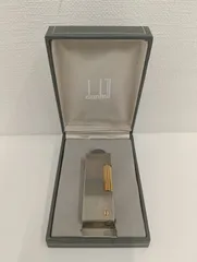 【中古品】 dunhillダンヒル ヘアライン ローラー式 ガスライター シルバー×ゴールド 喫煙グッズ 喫煙具 ライター ケース付き 現状品のサムネイル