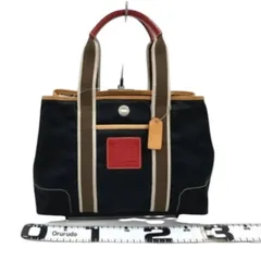 COACH コーチ 5078 トートバッグ ナイロン レザー シグネチャー 黒のサムネイル