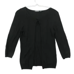 DKNY DONNA KARAN NEW YORK ダナキャランニューヨーク カーディガン ニット トップス 長袖 レーヨン ナイロン 無地 ショート ブラック S【S】 レディース 【中古】のサムネイル