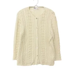 DAKS ダックス カーディガン リネン100％ ニット セーター 長袖 前開き ノーカラー 総柄 ベージュ M【M】 レディース 【中古】のサムネイル