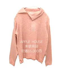 未使用品 APPLE HOUSE　長袖ニット　スリット衿　ピンク　綿100％のサムネイル