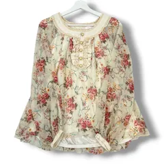 新品 タグ付 未使用 LIZ LISA リズリサ フラワープリント シアートップス ブラウス 長袖 トップス 花柄 フラワー シアー 透け感 レース クリーム マルチカラー サイズF レディース 春 夏 ゴーゴー古着久喜倉庫店 1 No.3017のサムネイル