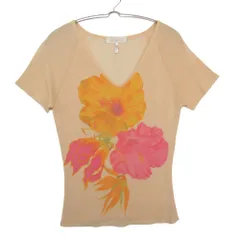 ESCADA エスカーダ ニット フラワープリント ラメ入り 薄地 トップス Vネック ベージュ 36【S】 レディース 【中古】のサムネイル