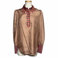 GUCCI グッチ 長袖シャツ レディース36（約Sサイズ） オレンジ/マルチカラー シルク 602041 【中古】【200】のサムネイル