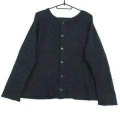 yoshie inaba ヨシエイナバ カーディガン カシミヤ混 スパンコール クルーネック 長袖 カットソー トップス ネイビー 9【M】 レディース 【中古】のサムネイル