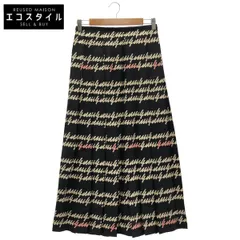 GUCCI　グッチ　751307 23AW ブラック シルク100 Script Print 総柄プリーツロングスカート　38のサムネイル
