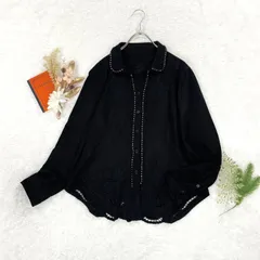 GK 伊太利屋 イタリヤ 長袖 ベロア シャツ ブラウス 刺繍 ラインストーン デザイン ストレッチ ブラック 黒 レディース 15 大きいサイズのサムネイル