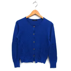 シェトワ Chez toi カーディガン ニット リブ クロップド ハイゲージ ウール混 長袖 M 青 ブルー /NT14のサムネイル